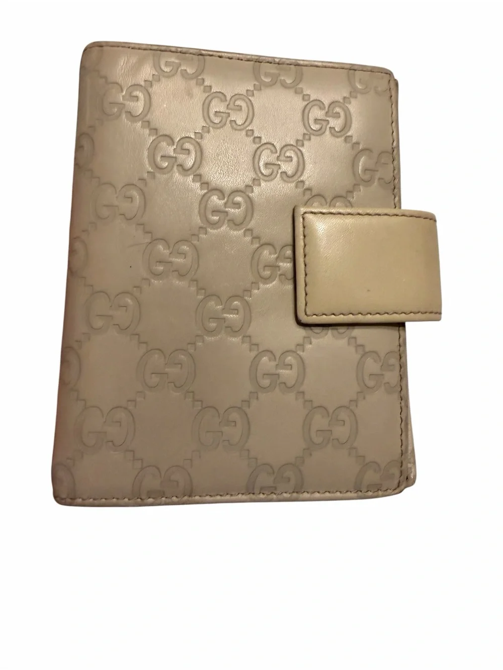 Gucci Cream Embossed GG Leather 6 Ring Agenda/Planner